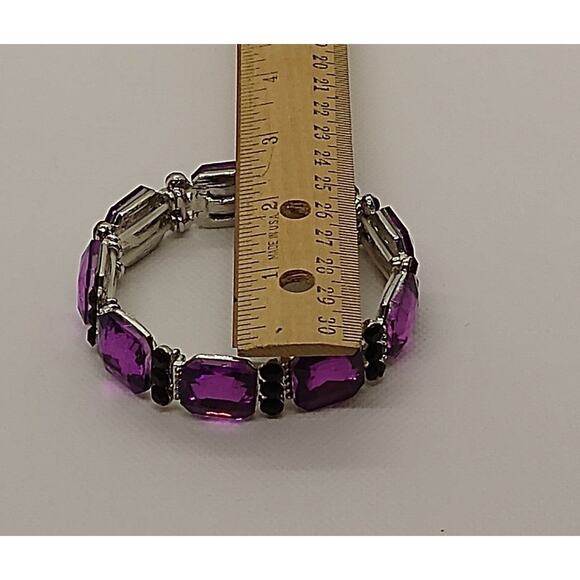 Stretch fuchsia rhinestone bracelet - Picture 6 of 6